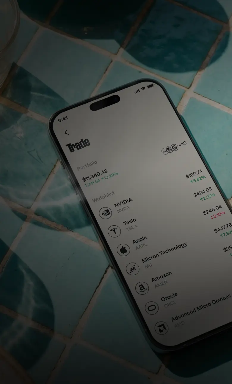 Deposit fiat or stablecoins. Access stocks 24/7.